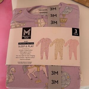 Member's Mark Baby Organic Cotton Sleep & Play Footie - Lavender Carousel (3M)